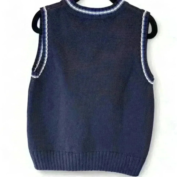 Hartstrings Boys Navy Blue Soccer  Sweater Vest Size 4 Embroidered Trim - Picture 2 of 6
